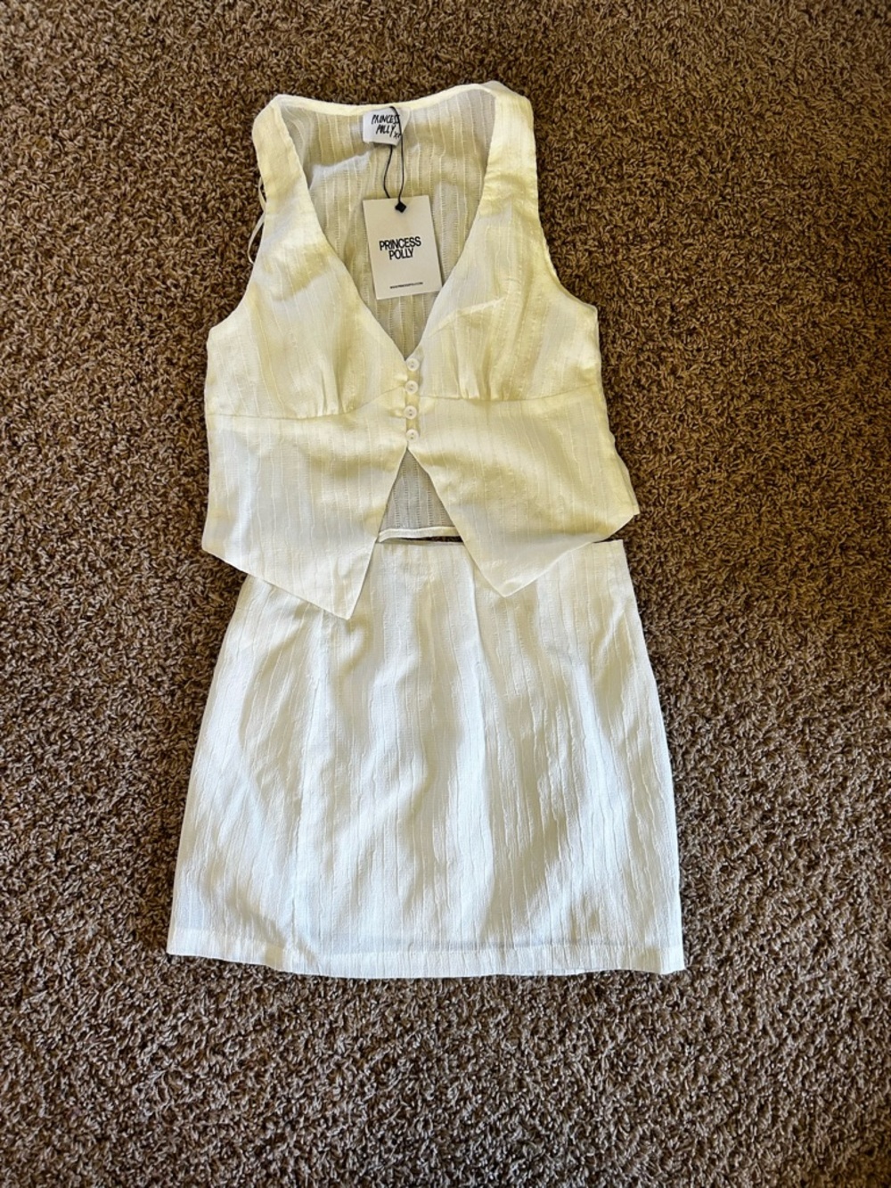 Princess Polly Ivory Two-Piece Mini Skirt Set